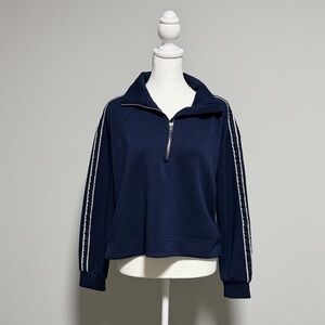 Elie Tahari Navy Zip-Up Sweatshirt